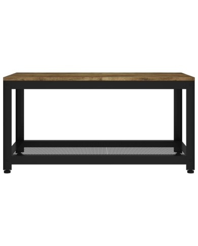 Table basse Marron foncé et noir 90x45x45 cm MDF et fer