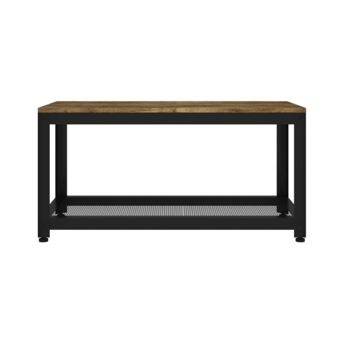 Table basse Marron foncé et noir 90x45x45 cm MDF et fer