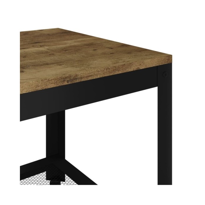 Table basse Marron foncé et noir 90x45x45 cm MDF et fer