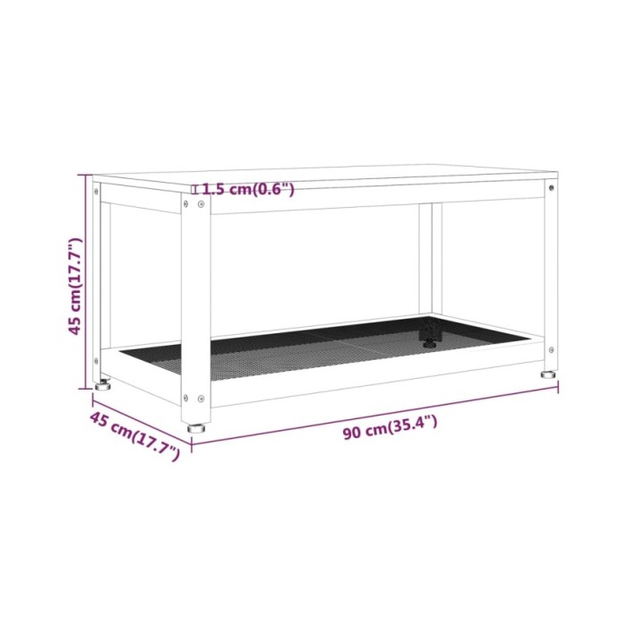 Table basse Marron foncé et noir 90x45x45 cm MDF et fer