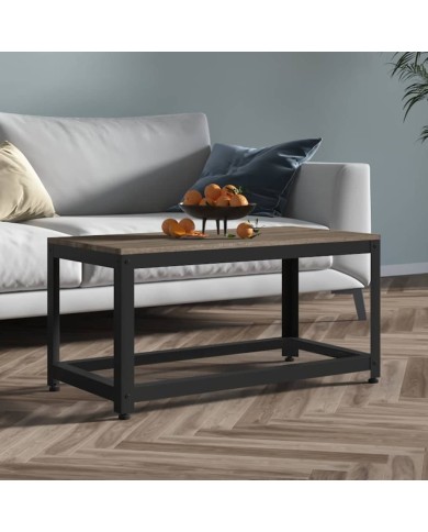 Table basse Gris et noir 90x45x45 cm MDF et fer