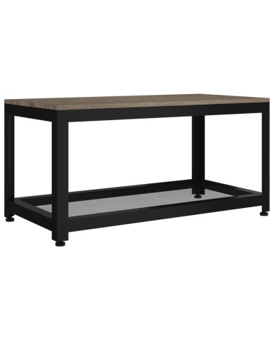 Table basse Gris et noir 90x45x45 cm MDF et fer