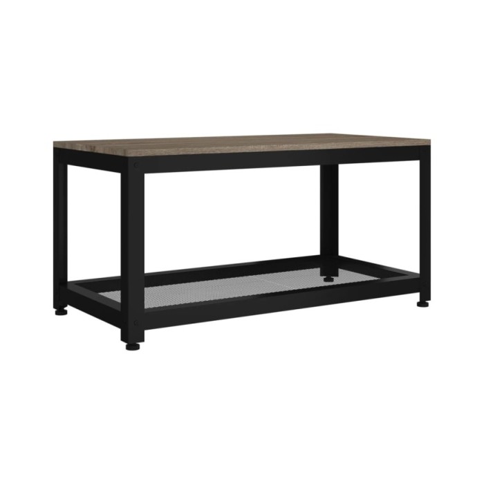Table basse Gris et noir 90x45x45 cm MDF et fer