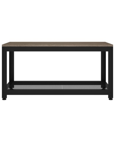 Table basse Gris et noir 90x45x45 cm MDF et fer