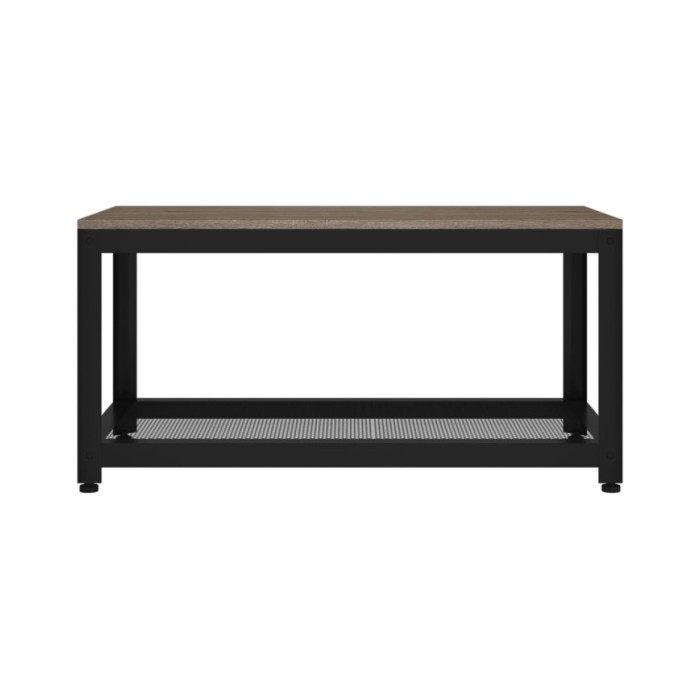Table basse Gris et noir 90x45x45 cm MDF et fer