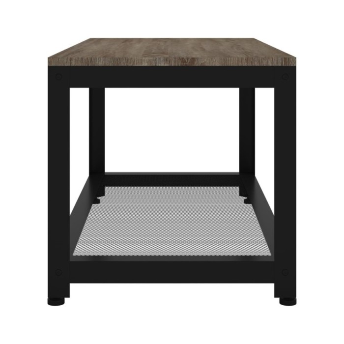 Table basse Gris et noir 90x45x45 cm MDF et fer
