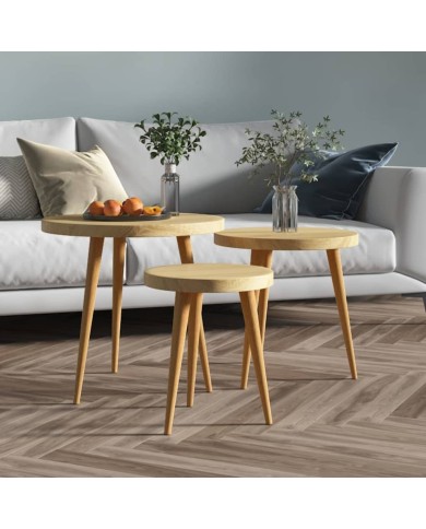 Ensemble de tables d'appoint 3 pcs Marron clair MDF et fer