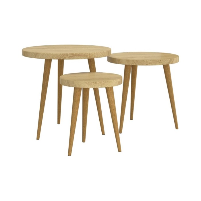 Ensemble de tables d'appoint 3 pcs Marron clair MDF et fer