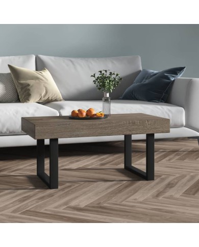 Table basse Gris et noir 90x45x40 cm MDF et fer