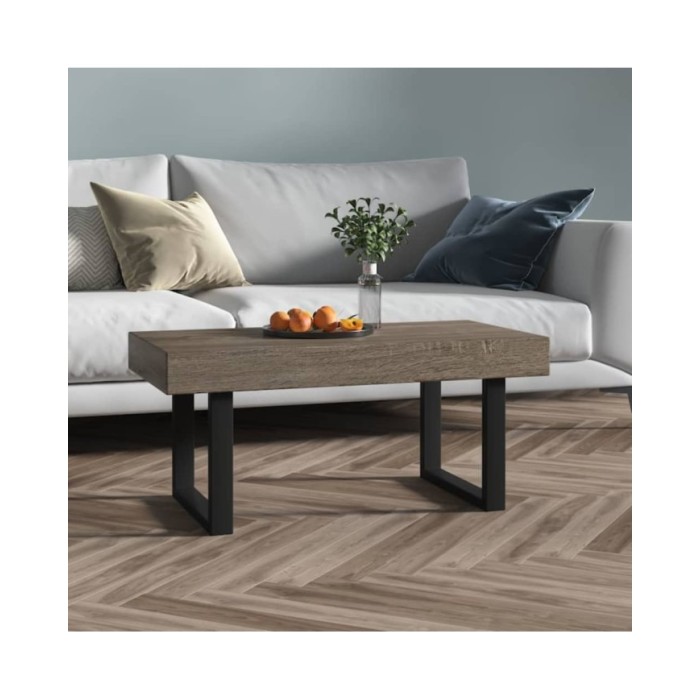 Table basse Gris et noir 90x45x40 cm MDF et fer