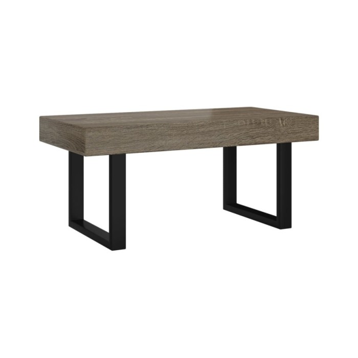 Table basse Gris et noir 90x45x40 cm MDF et fer