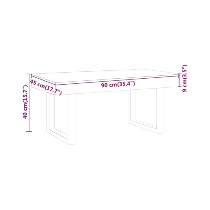 Table basse Gris et noir 90x45x40 cm MDF et fer