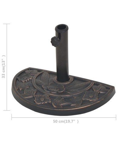 Socle de parasol en résine demi-cercle Bronze 9 kg