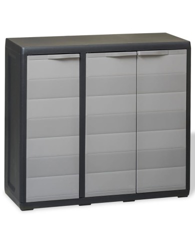Armoire de rangement de jardin avec 2 étagères Noir et gris