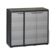 Armoire de rangement de jardin avec 2 étagères Noir et gris