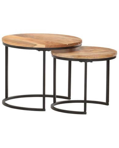 Tables gigognes 2 pcs Bois d'acacia massif