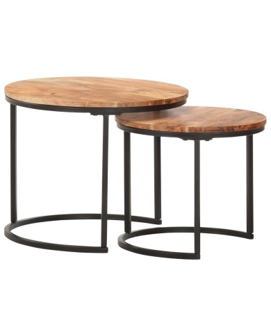 Tables gigognes 2 pcs Bois d'acacia massif