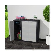 Armoire de rangement de jardin avec 2 étagères Noir et gris
