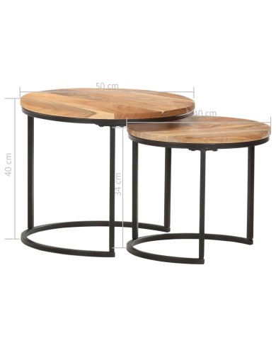 Tables gigognes 2 pcs Bois d'acacia massif