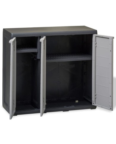 Armoire de rangement de jardin avec 2 étagères Noir et gris