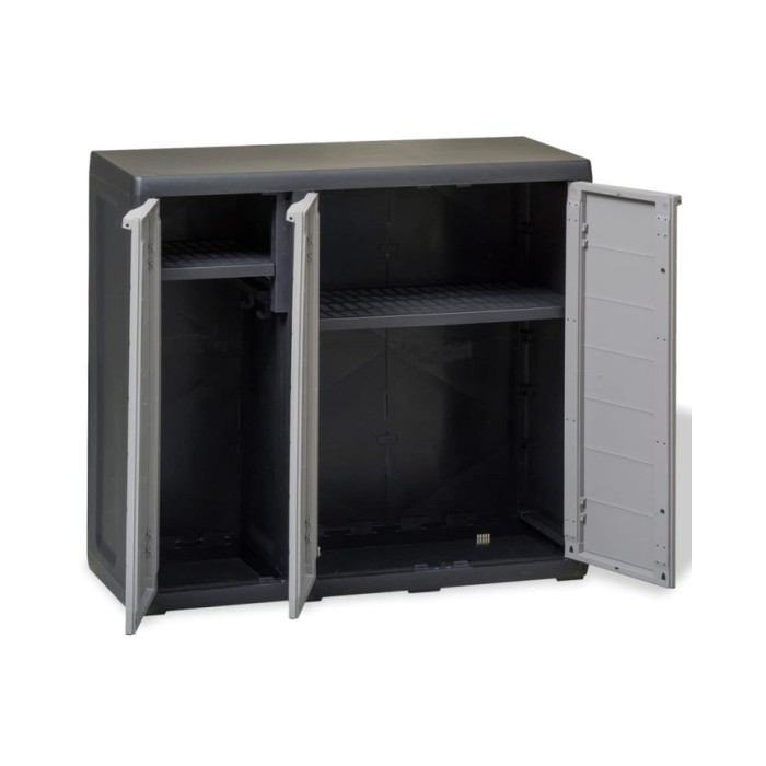 Armoire de rangement de jardin avec 2 étagères Noir et gris