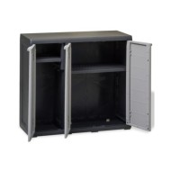 Armoire de rangement de jardin avec 2 étagères Noir et gris