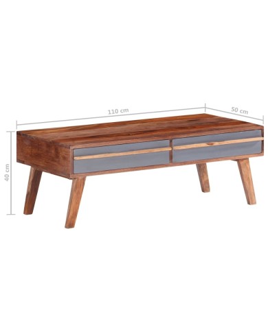 Table basse Gris 110x50x40 cm Bois massif