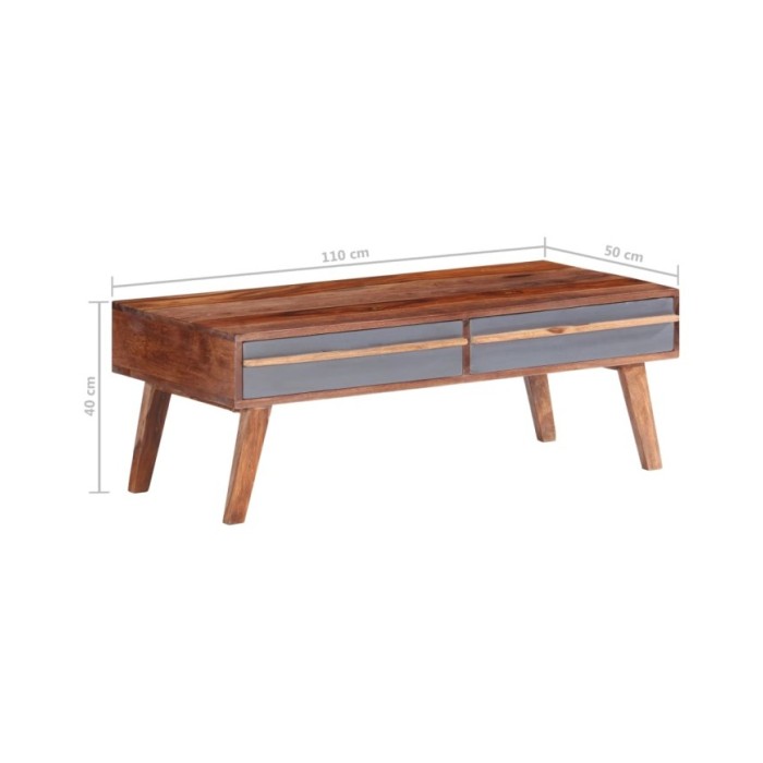 Table basse Gris 110x50x40 cm Bois massif