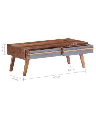 Table basse Gris 110x50x40 cm Bois massif