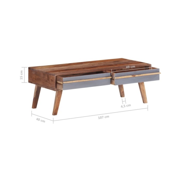 Table basse Gris 110x50x40 cm Bois massif