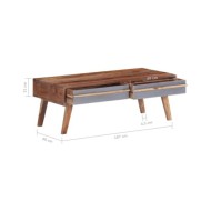 Table basse Gris 110x50x40 cm Bois massif