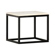 Table basse Blanc 40x40x35 cm Pierre véritable texture marbre