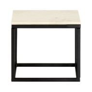 Table basse Blanc 40x40x35 cm Pierre véritable texture marbre