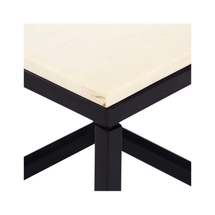 Table basse Blanc 40x40x35 cm Pierre véritable texture marbre