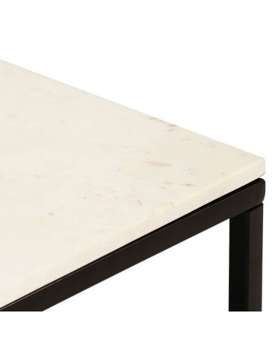 Table basse Blanc 40x40x35 cm Pierre véritable texture marbre