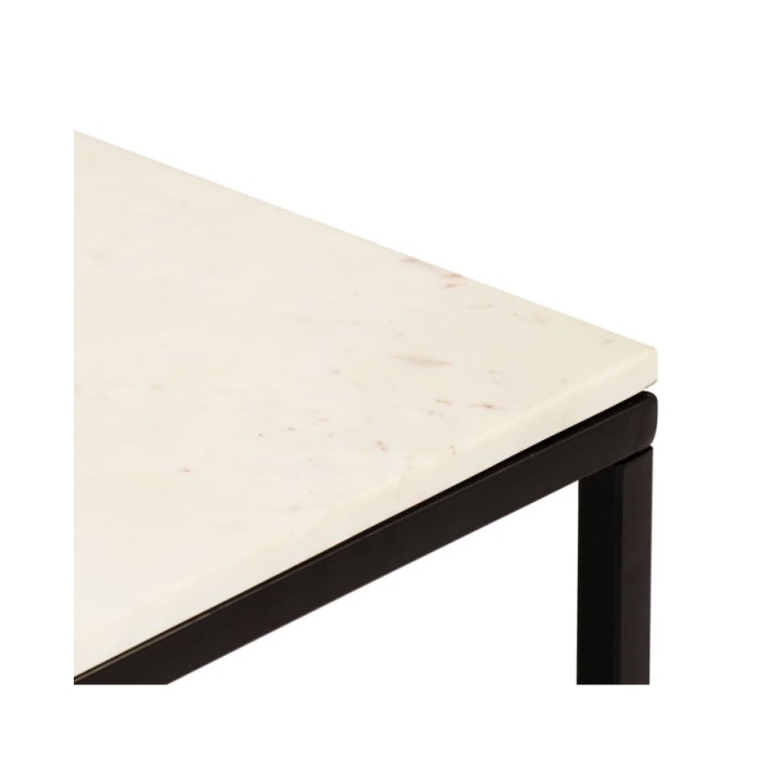 Table basse Blanc 40x40x35 cm Pierre véritable texture marbre