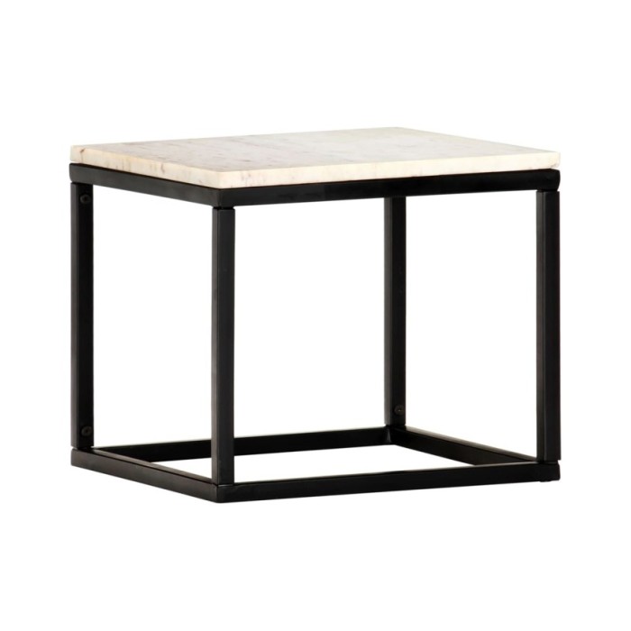Table basse Blanc 40x40x35 cm Pierre véritable texture marbre
