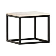 Table basse Blanc 40x40x35 cm Pierre véritable texture marbre