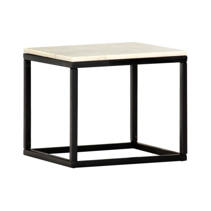 Table basse Blanc 40x40x35 cm Pierre véritable texture marbre