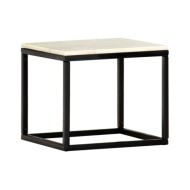 Table basse Blanc 40x40x35 cm Pierre véritable texture marbre