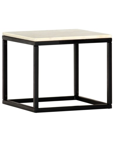 Table basse Blanc 40x40x35 cm Pierre véritable texture marbre
