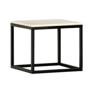 Table basse Blanc 40x40x35 cm Pierre véritable texture marbre