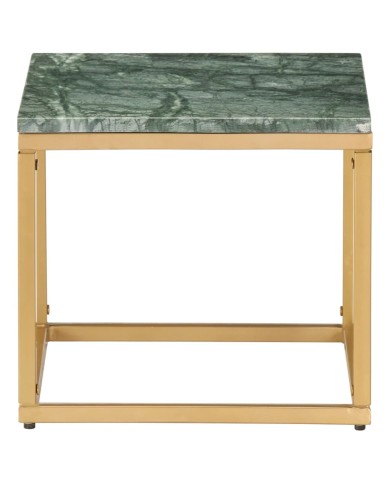 Table basse Vert 40x40x35 cm Pierre véritable et texture marbre