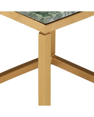 Table basse Vert 40x40x35 cm Pierre véritable et texture marbre