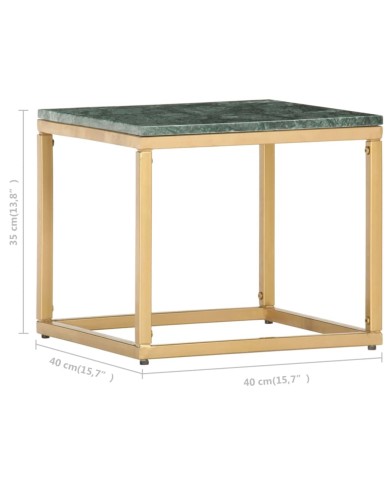 Table basse Vert 40x40x35 cm Pierre véritable et texture marbre