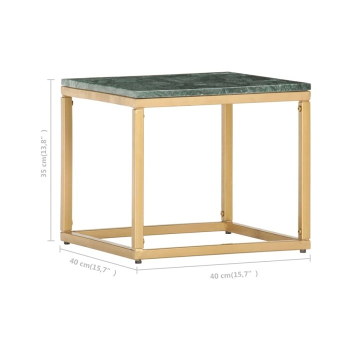 Table basse Vert 40x40x35 cm Pierre véritable et texture marbre