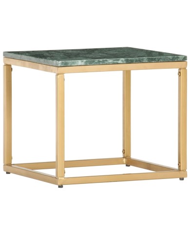 Table basse Vert 40x40x35 cm Pierre véritable et texture marbre