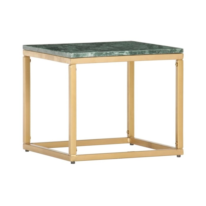 Table basse Vert 40x40x35 cm Pierre véritable et texture marbre