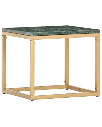 Table basse Vert 40x40x35 cm Pierre véritable et texture marbre