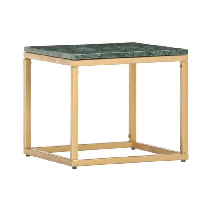 Table basse Vert 40x40x35 cm Pierre véritable et texture marbre